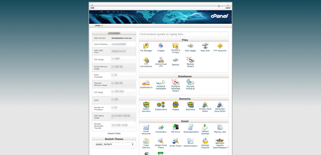 cPanel Main