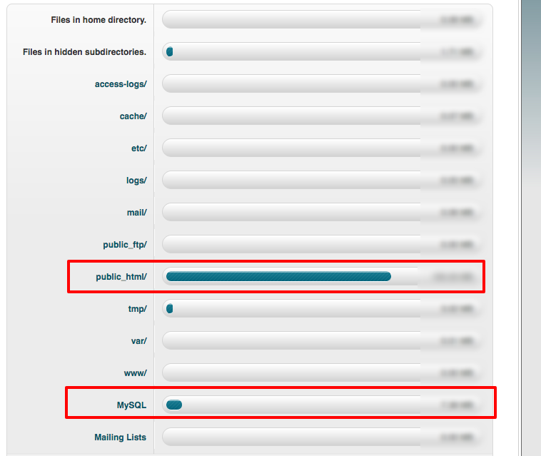 cPanel X Disk Space Usage